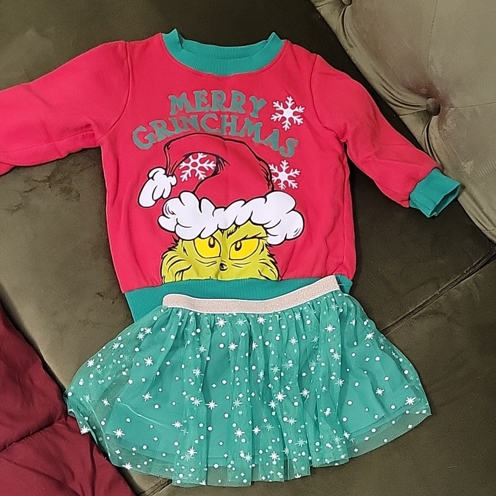 Kids Grinchmas Matching Set - Pink and Green